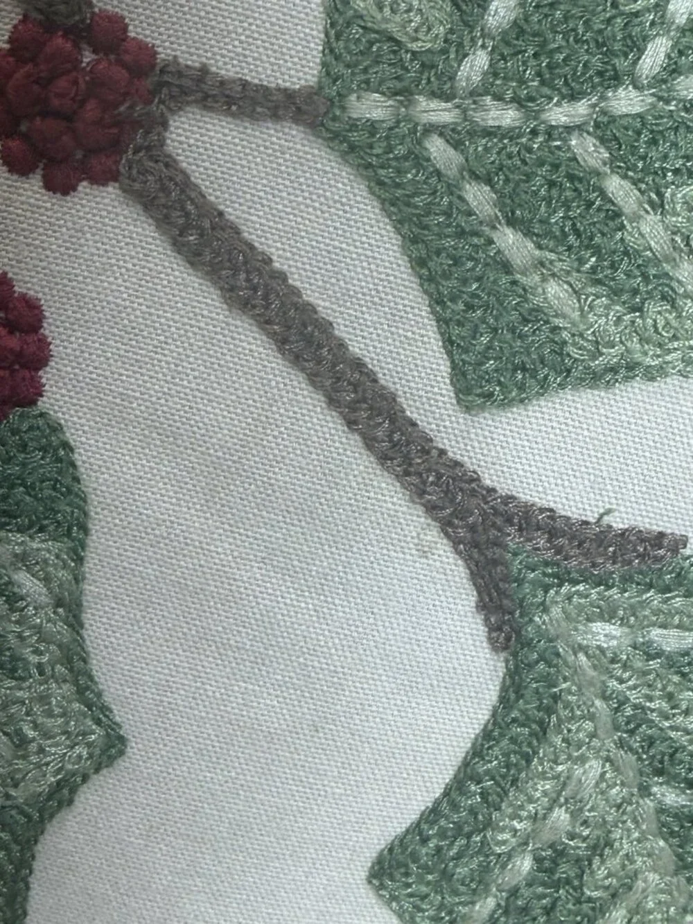 2 Pier 1 Embroidered Christmas Holiday Throw Pillows Holly Berry 18